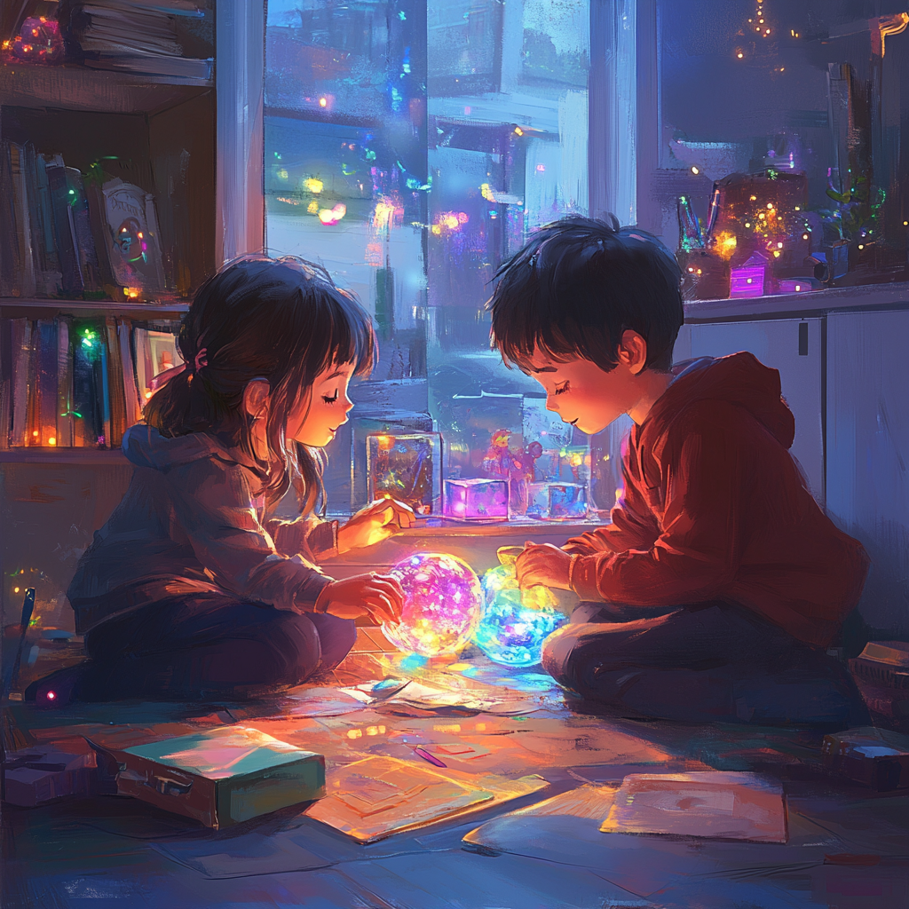 Mianch in the style of Calvin and Hobbs a couple of kids playin 736e1c92 3035 47b3 a717 59ffa67396ac